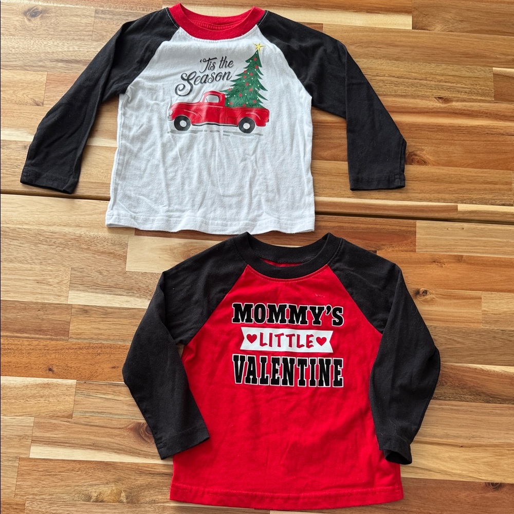 Kids' Festive Long Sleeve Shirts - Red and Black